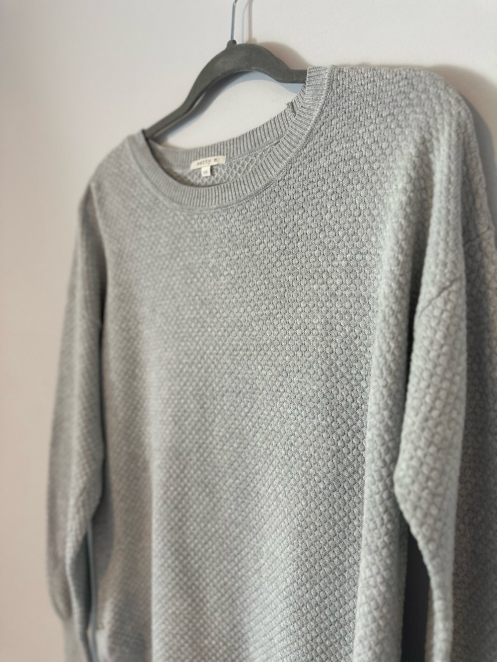 Anthropologie Matty M Gray Textured Knit Sweater Women’s Crew Neck - Picture 4 of 11